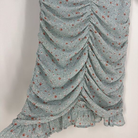 ASTR THE LABEL Teal Floral Ditsy Ruched Mini Dress Sz S - Picture 4 of 10